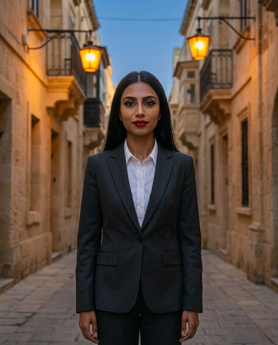 AI-generated example photo in the "Cobblestone Evening" style