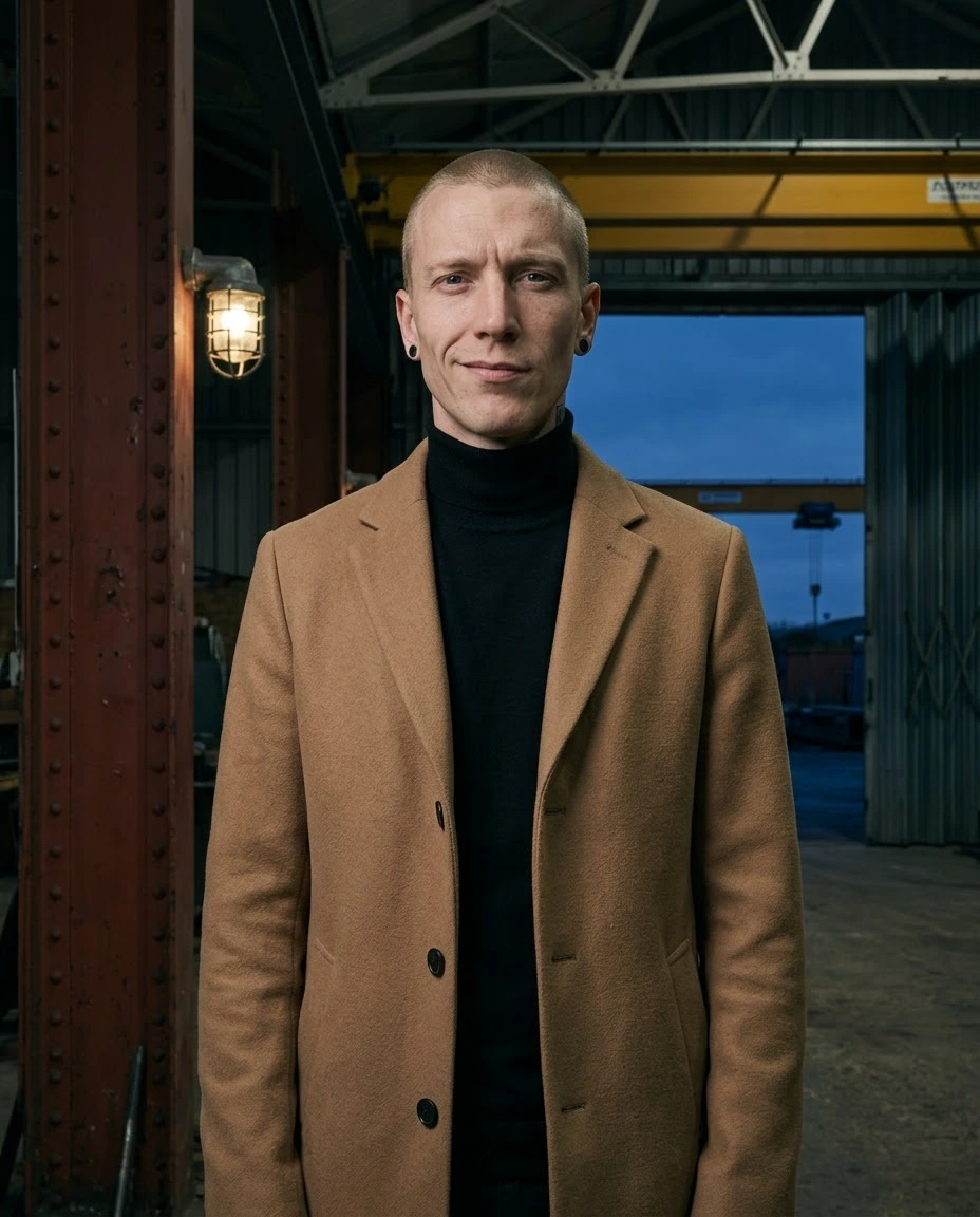 AI-generated example photo in the "Industrial Moody" style