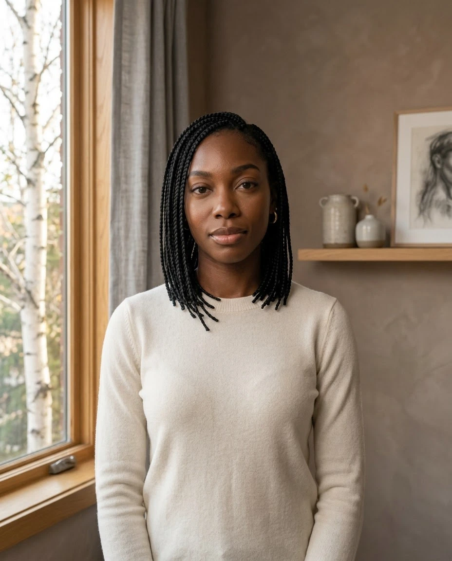 AI-generated example photo in the "Minimalist Portrait" style