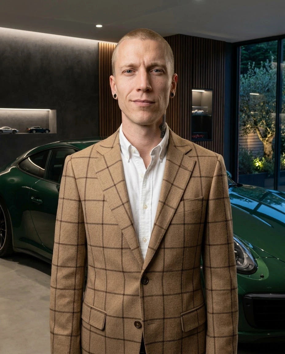 AI-generated example photo in the "Sports Car Portrait" style