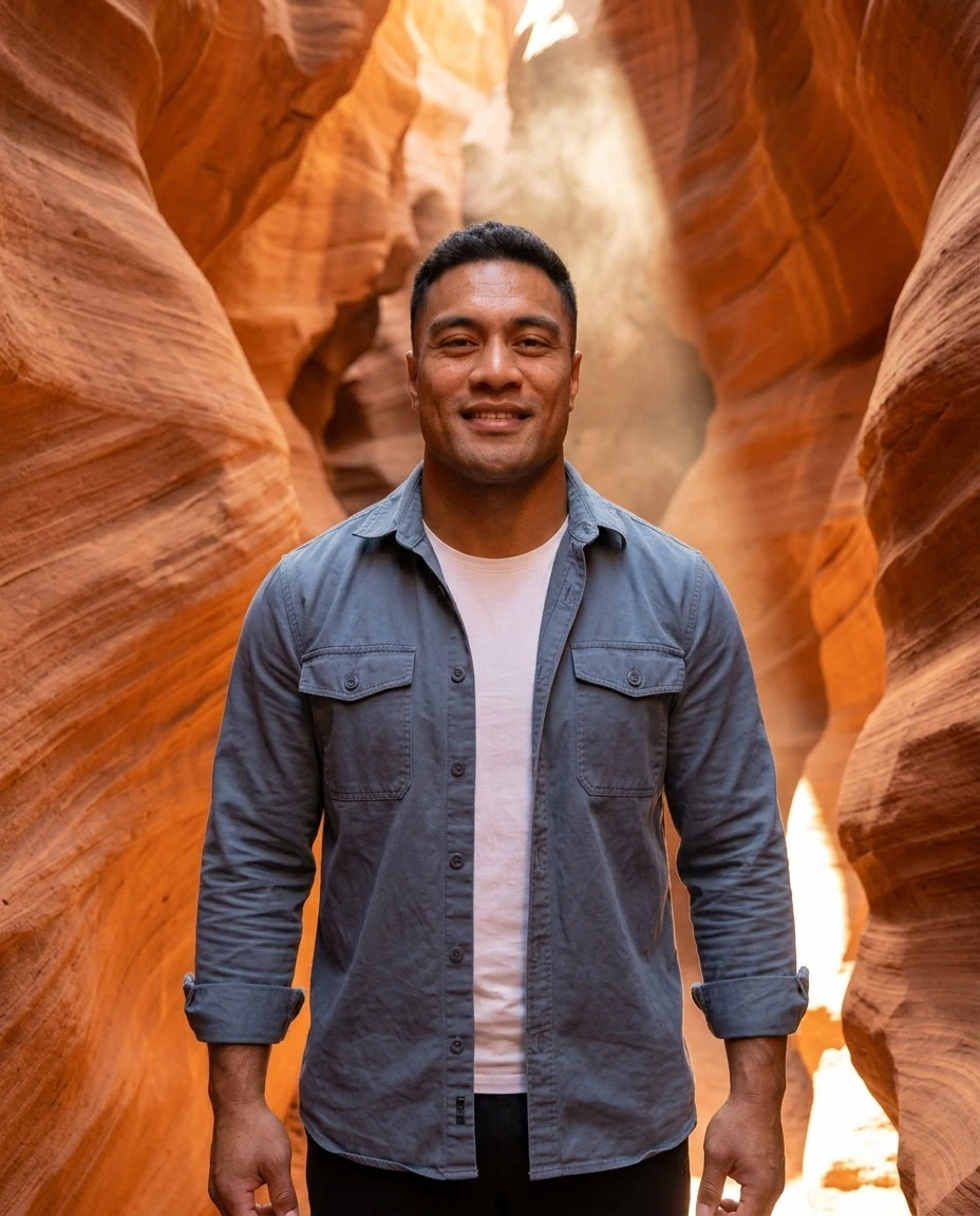 AI-generated example photo in the "Sandstone Canyon" style