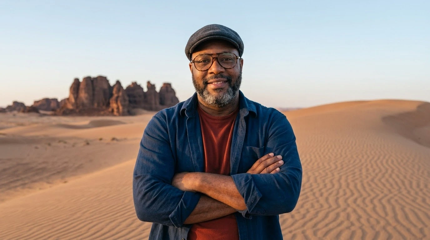 AI-generated example photo in the "Desert Nomad" style