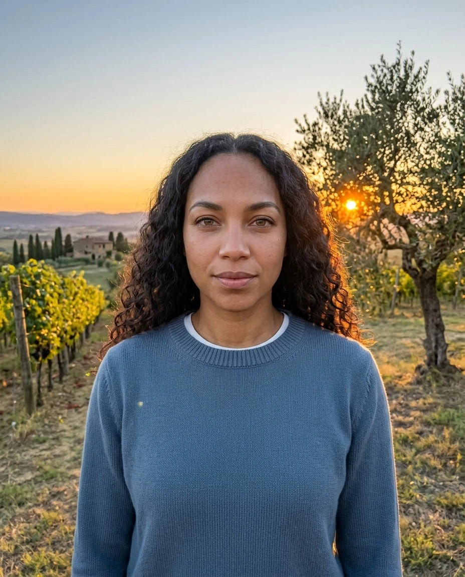 AI-generated example photo in the "Golden Hour Glow" style