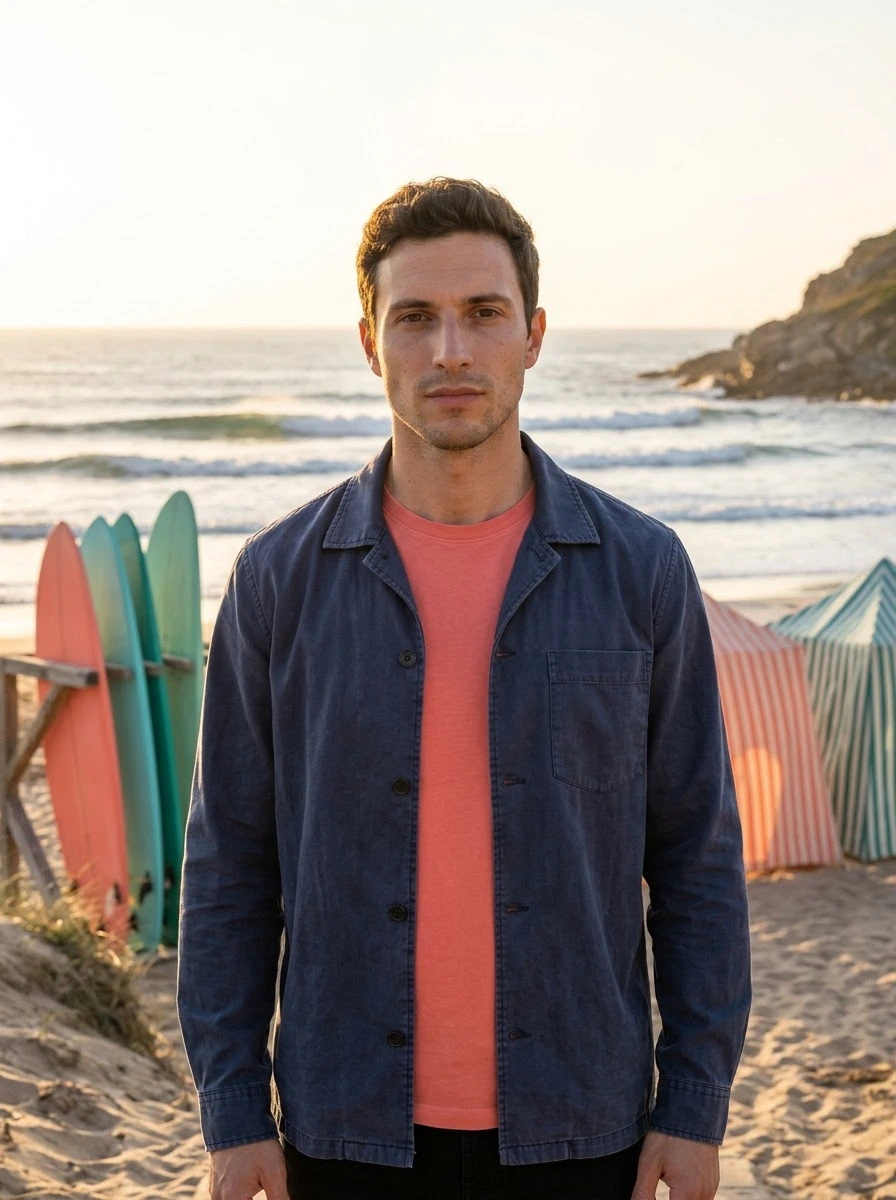AI-generated example photo in the "Surfboard Beach" style