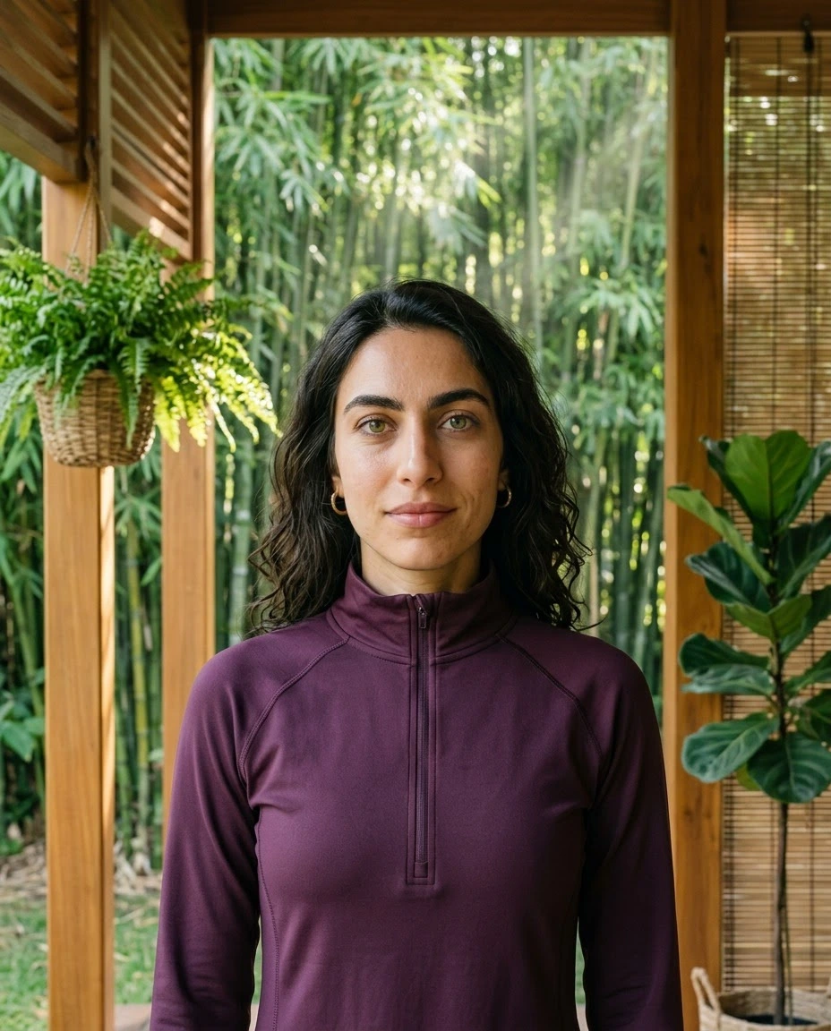 AI-generated example photo in the "Yoga / Wellness Coach" style