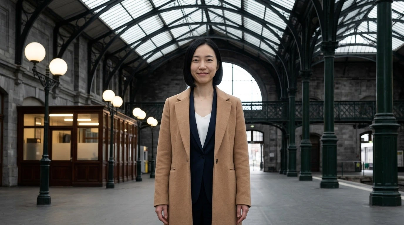 AI-generated example photo in the "Grand Station Hall" style