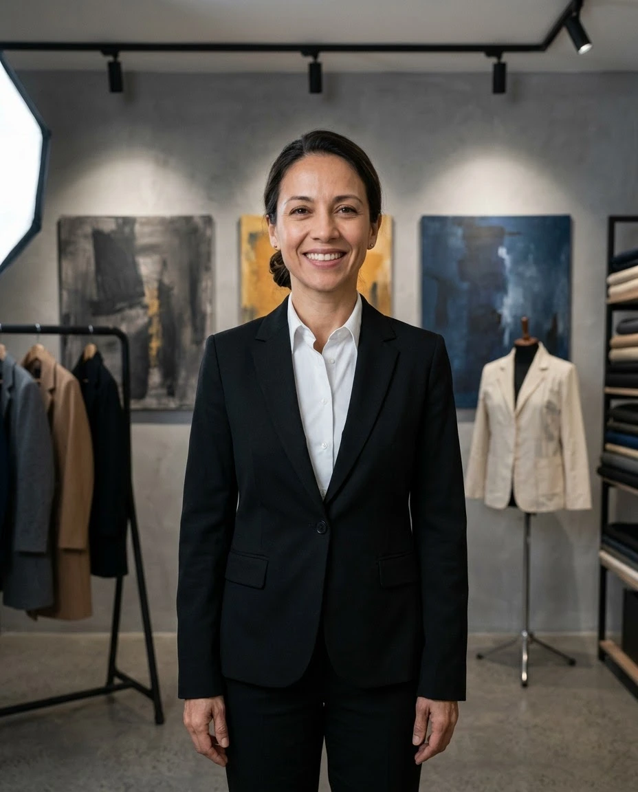 AI-generated example photo in the "Fashion Designer" style