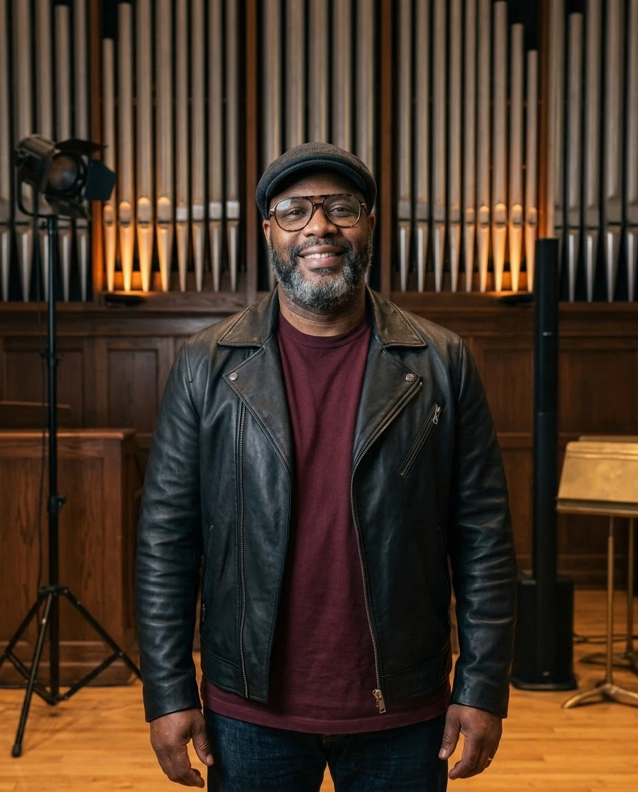 AI-generated example photo in the "Musician Portrait" style