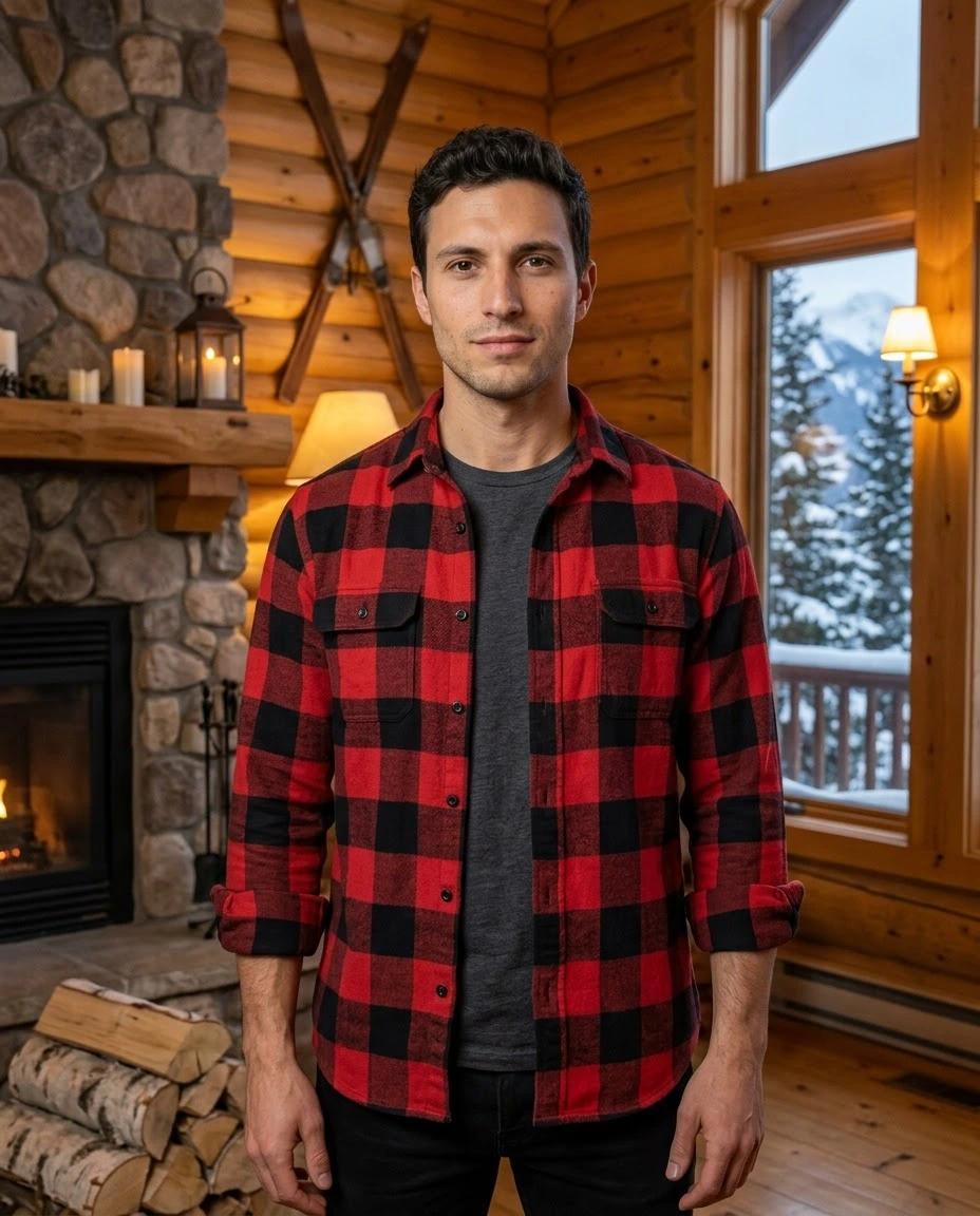 AI-generated example photo in the "Mountain Lodge" style