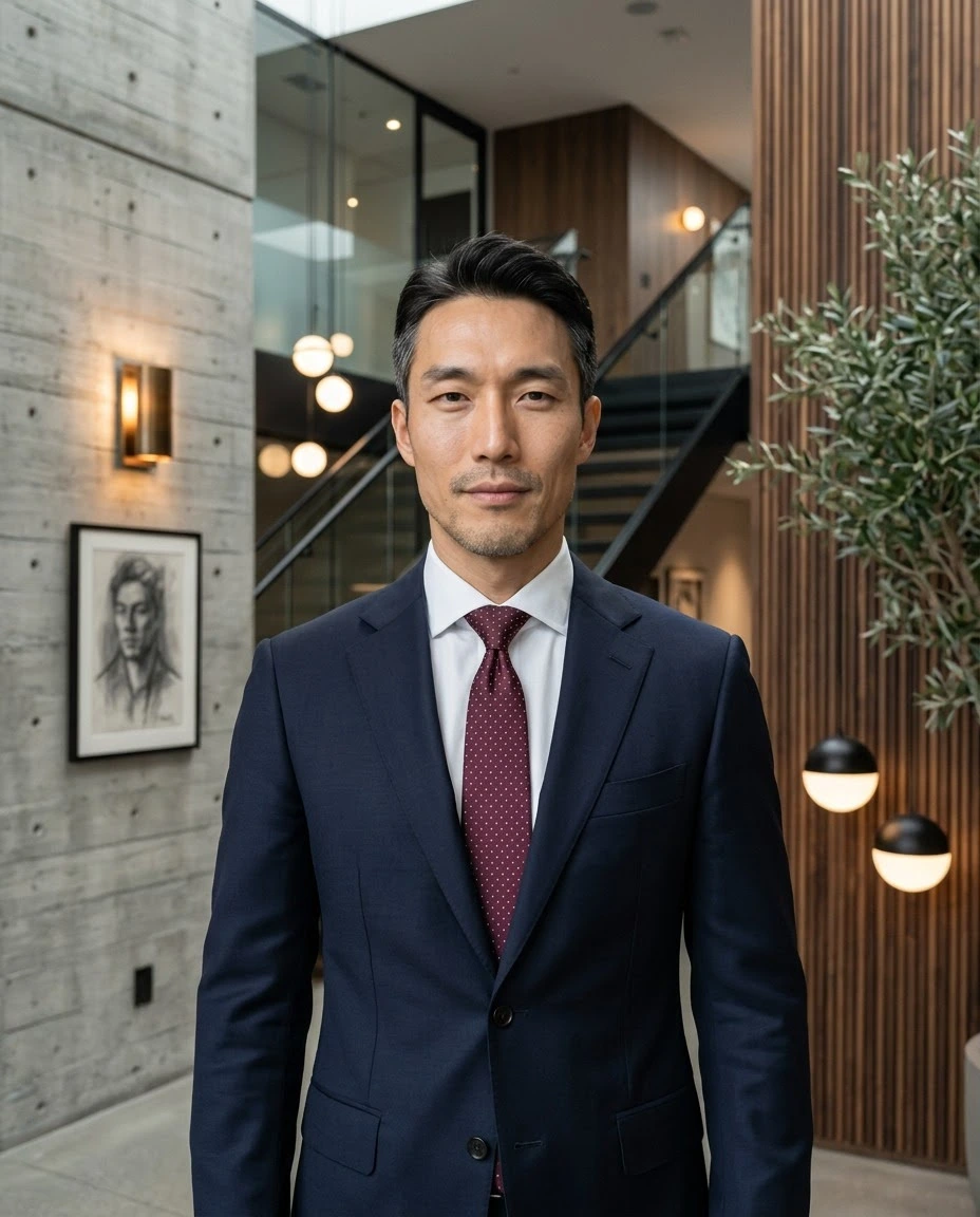 AI-generated example photo in the "Executive Portrait (M)" style
